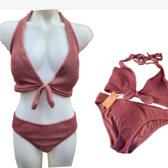 Kona‎ Sol Mauve textured bikini XL NWT - Picture 1 of 12